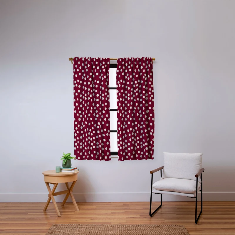 Bordeaux Scatter Dots Window Curtain