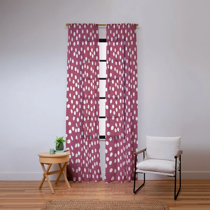 Bordeaux Scatter Dots Window Curtain