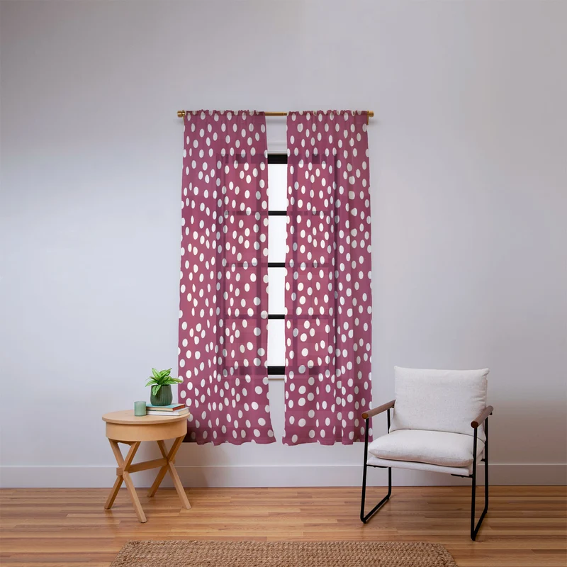 Bordeaux Scatter Dots Window Curtain