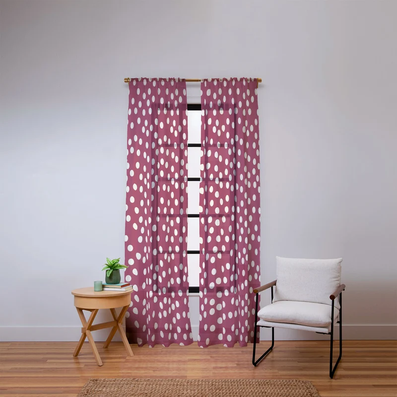 Bordeaux Scatter Dots Window Curtain