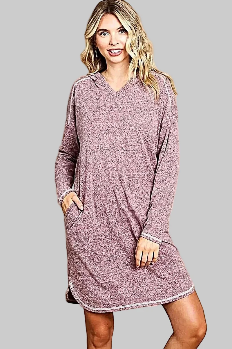 Jurk met capuchon en lange mouwen - Comfortabele, veelzijdige sweaterjurk met verstelbare capuchon en een gemiddelde stretch.