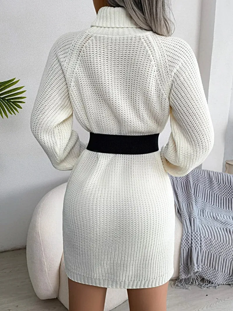 Elegante decoratieve sweaterjurk met knoopjes - 100% acryl, licht elastisch, machinewasbaar