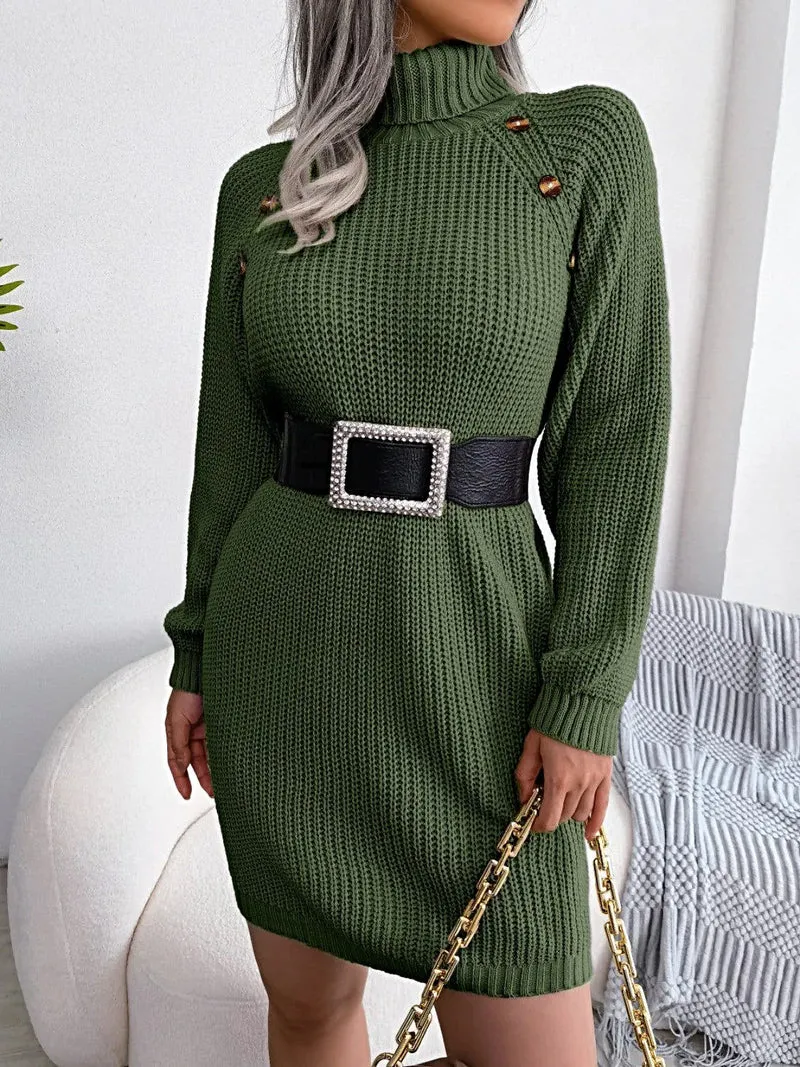 Elegante decoratieve sweaterjurk met knoopjes - 100% acryl, licht elastisch, machinewasbaar