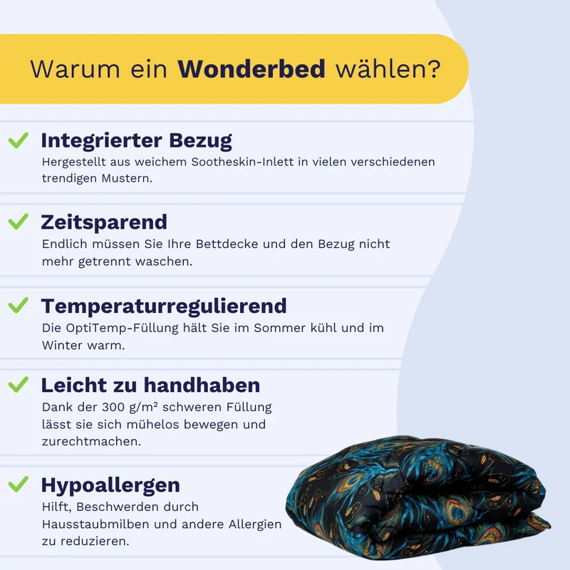 Zelesta Comfort Design Bettdecke - Pfauenfedern