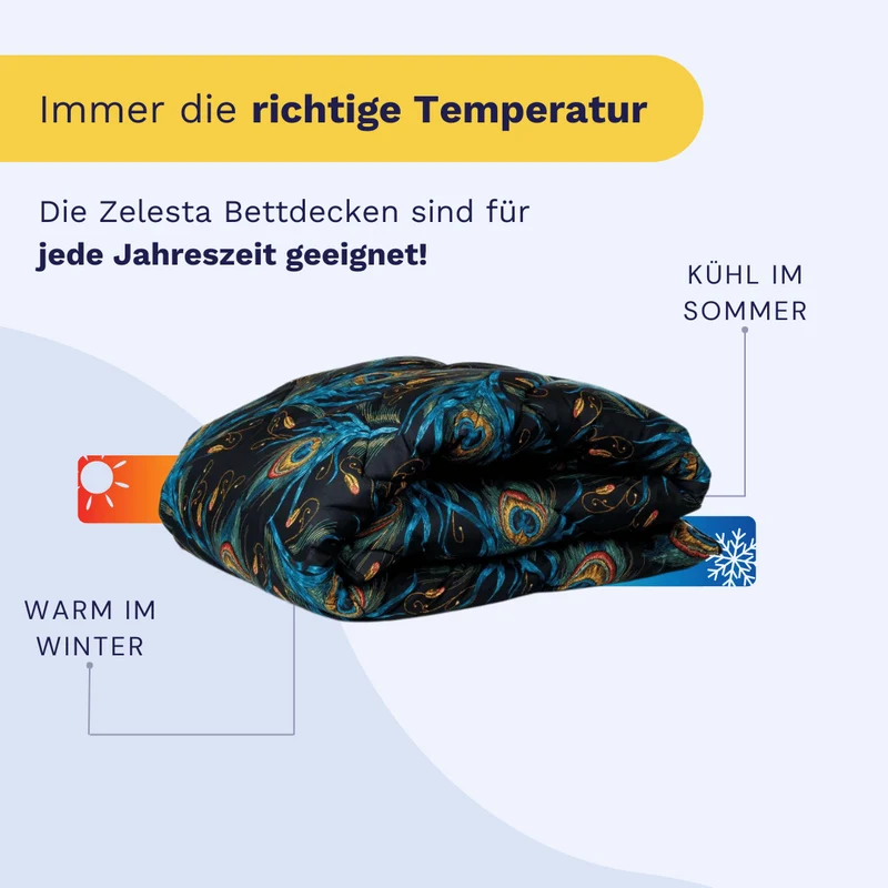 Zelesta Comfort Design Bettdecke - Pfauenfedern