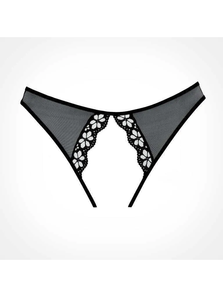 Adore Mirabelle Plum Sheer Mesh Panties - Bloemenkant, Peekaboo-uitsparingen en elegante picot-afwerking