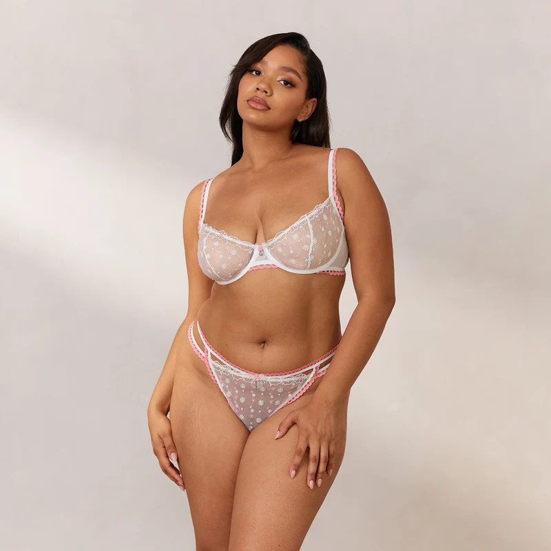 Daisy Embroidered Balcony BH - Wit