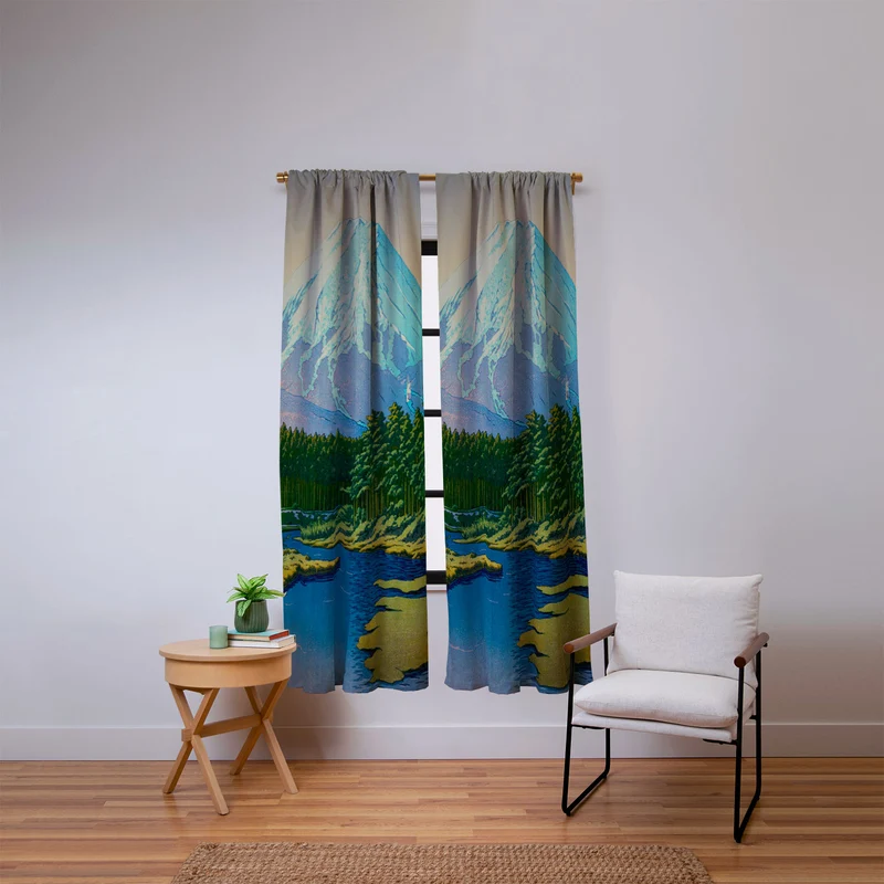 Kawase Hasui Mount Fuji Oshino Window Curtain
