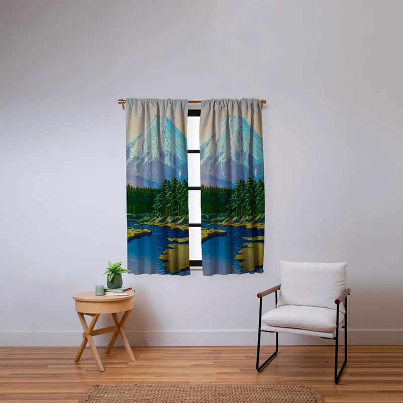 Kawase Hasui Mount Fuji Oshino Window Curtain