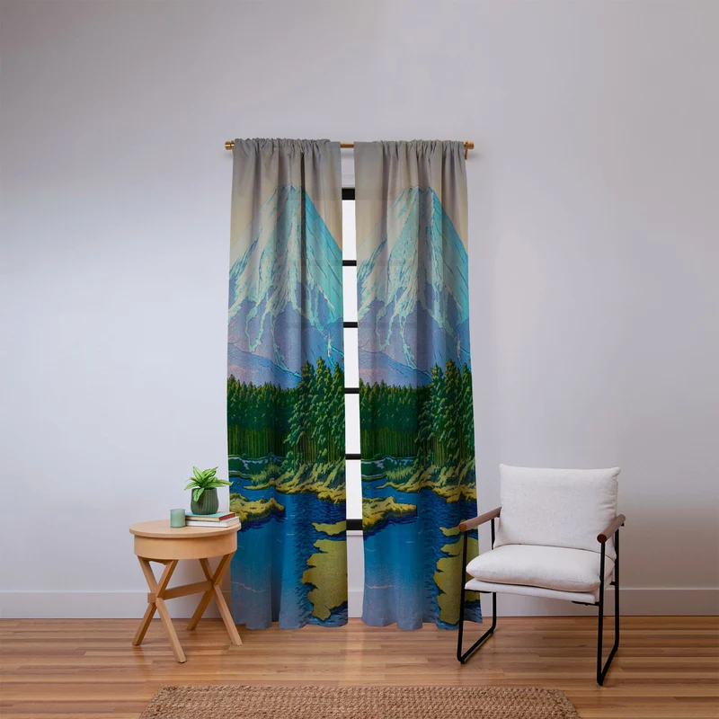 Kawase Hasui Mount Fuji Oshino Window Curtain