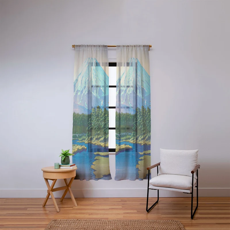 Kawase Hasui Mount Fuji Oshino Window Curtain