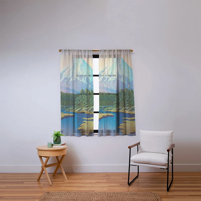 Kawase Hasui Mount Fuji Oshino Window Curtain
