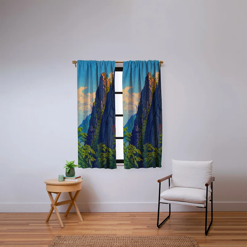 Hasui Sansen Cliff on Kongo Mountain Window Curtain