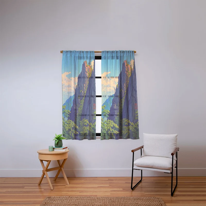 Hasui Sansen Cliff on Kongo Mountain Window Curtain