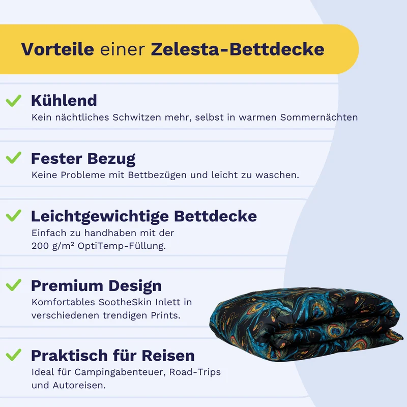 Zelesta Comfort Design Sommerbettdecke - Peacock Feathers
