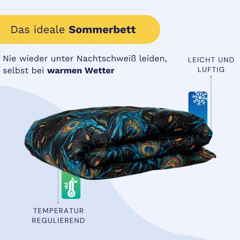 Zelesta Comfort Design Sommerbettdecke - Peacock Feathers