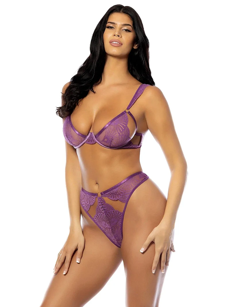 Oh La La Cheri EL-Evrice Sexy BH en String Set - Kant en Mesh Beugel Lingerie