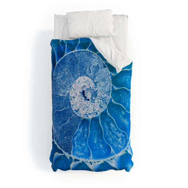 Blue Ammonite Fossil Duvet Cover