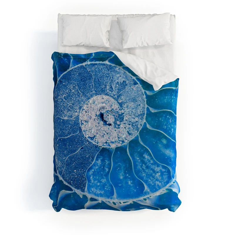 Blue Ammonite Fossil Duvet Cover