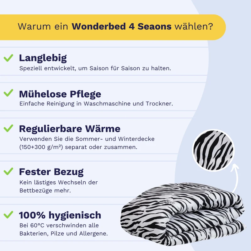 Zelesta Wonderbed 4-Jahreszeiten double - Zebra Skin