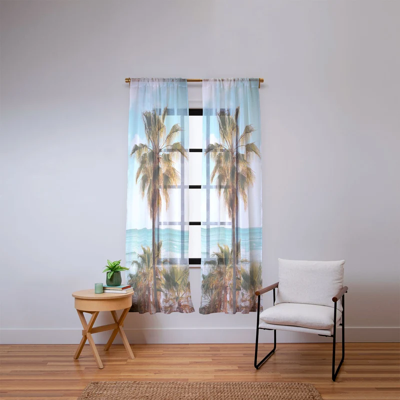 Ocean Palms Window Curtain