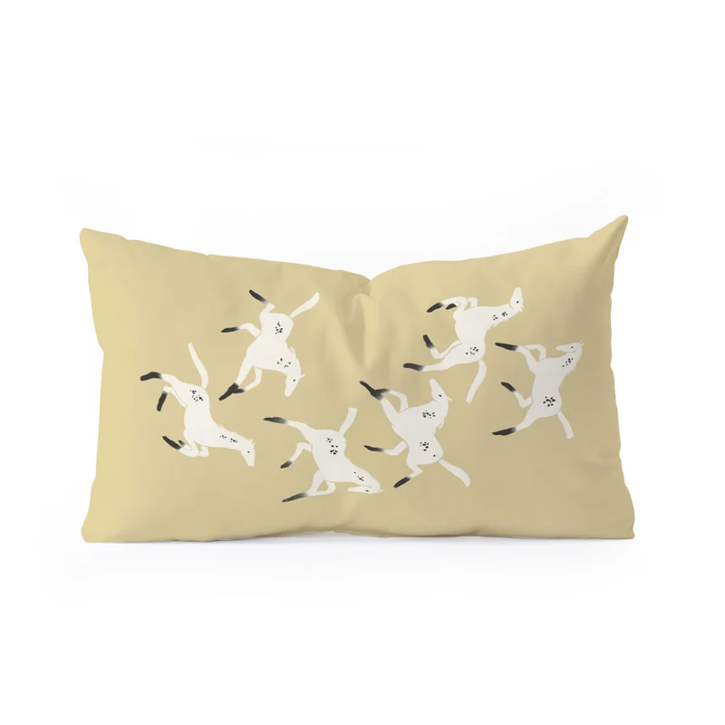 Heard of white horses on a yellow background Rectangular Pillow