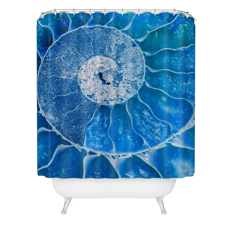 Blue Ammonite Fossil Shower Curtain