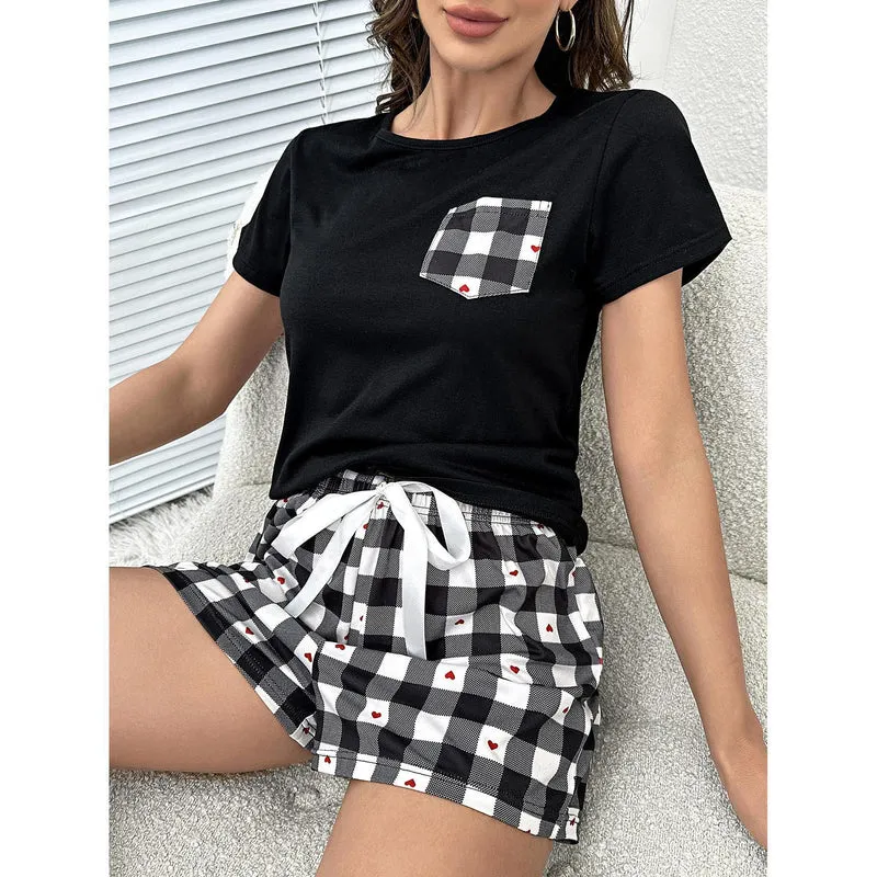 Loungeset met geruite harttop en short