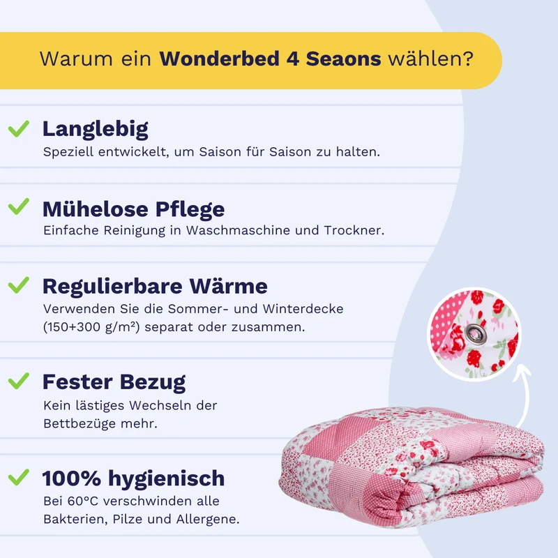 Zelesta Wonderbed 4-Jahreszeiten Double - Patchwork Pink