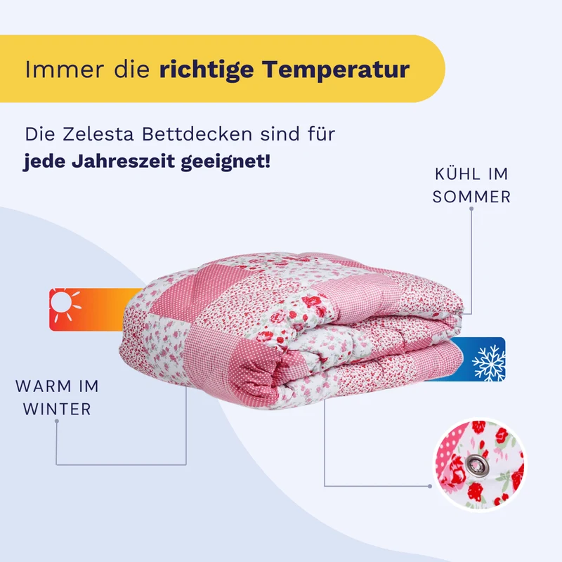 Zelesta Wonderbed 4-Jahreszeiten Double - Patchwork Pink