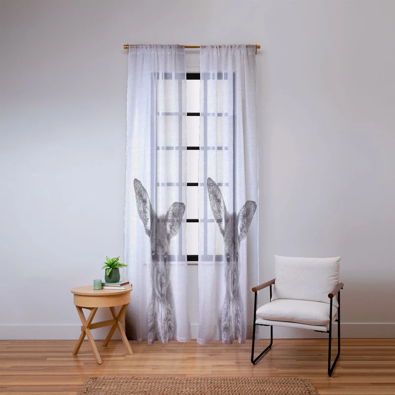 Baby Kangaroo BW Window Curtain
