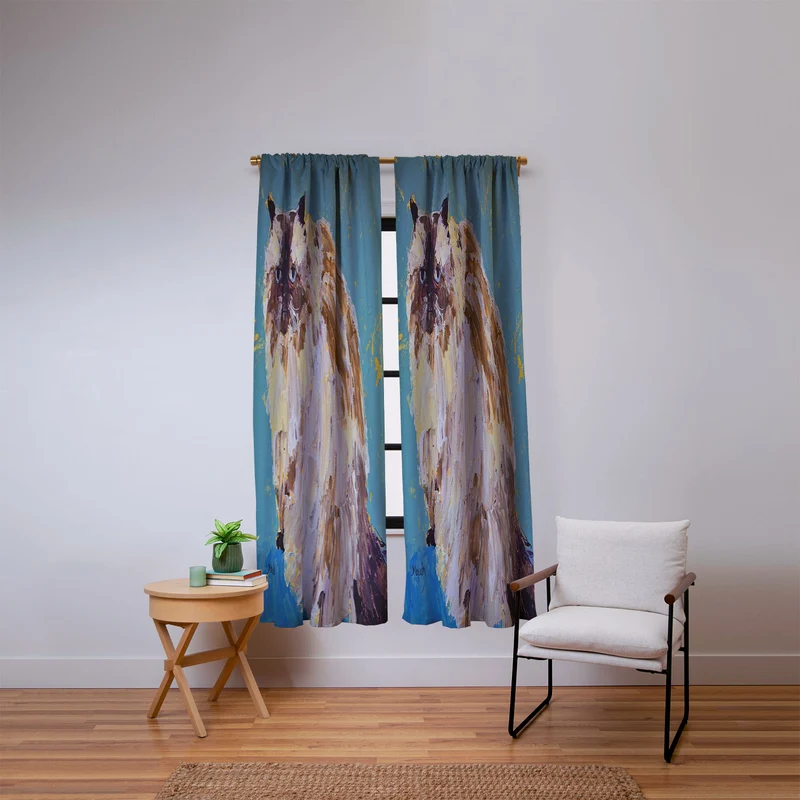 Impressionistic Cat Portrait Window Curtain