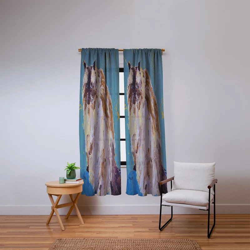 Impressionistic Cat Portrait Window Curtain