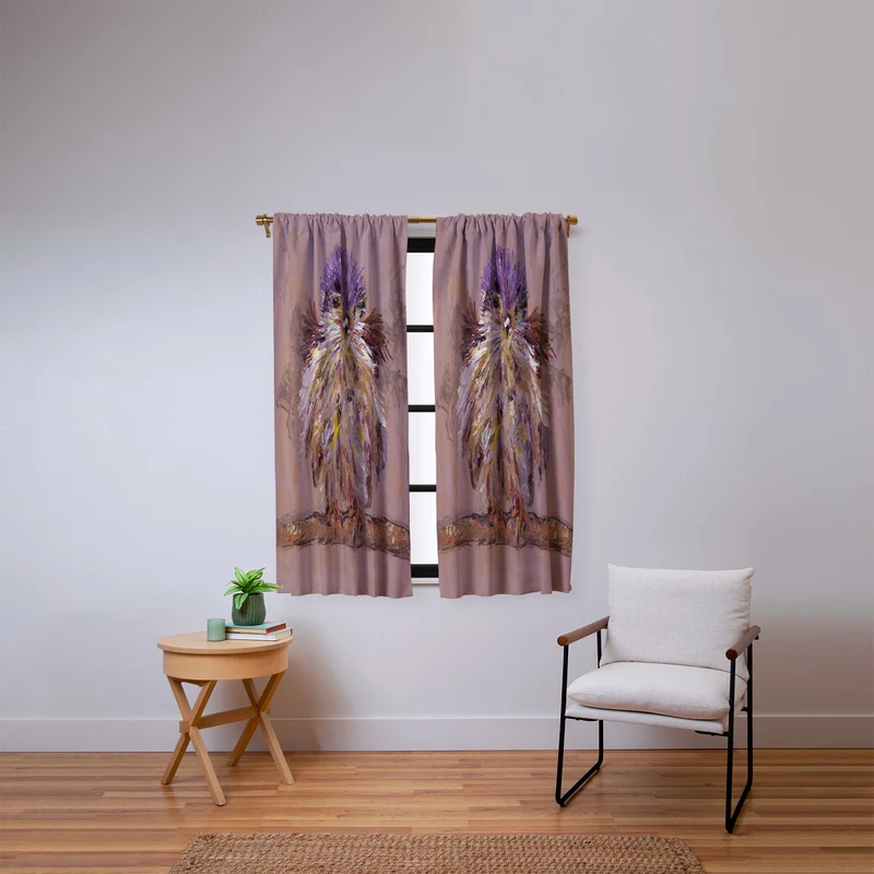 Colorful Feathered Bird Window Curtain