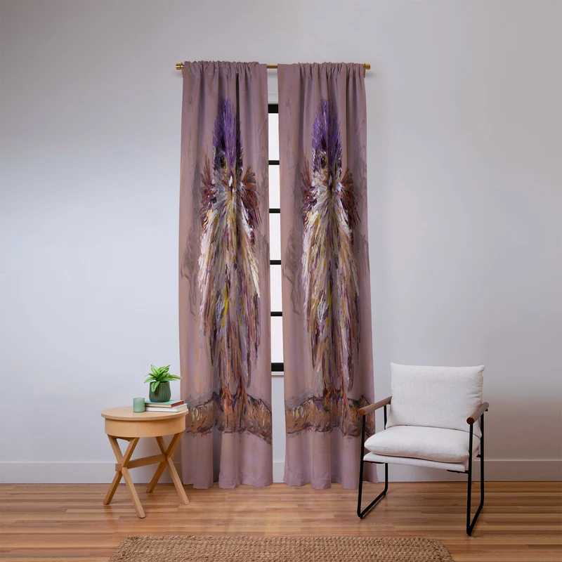 Colorful Feathered Bird Window Curtain