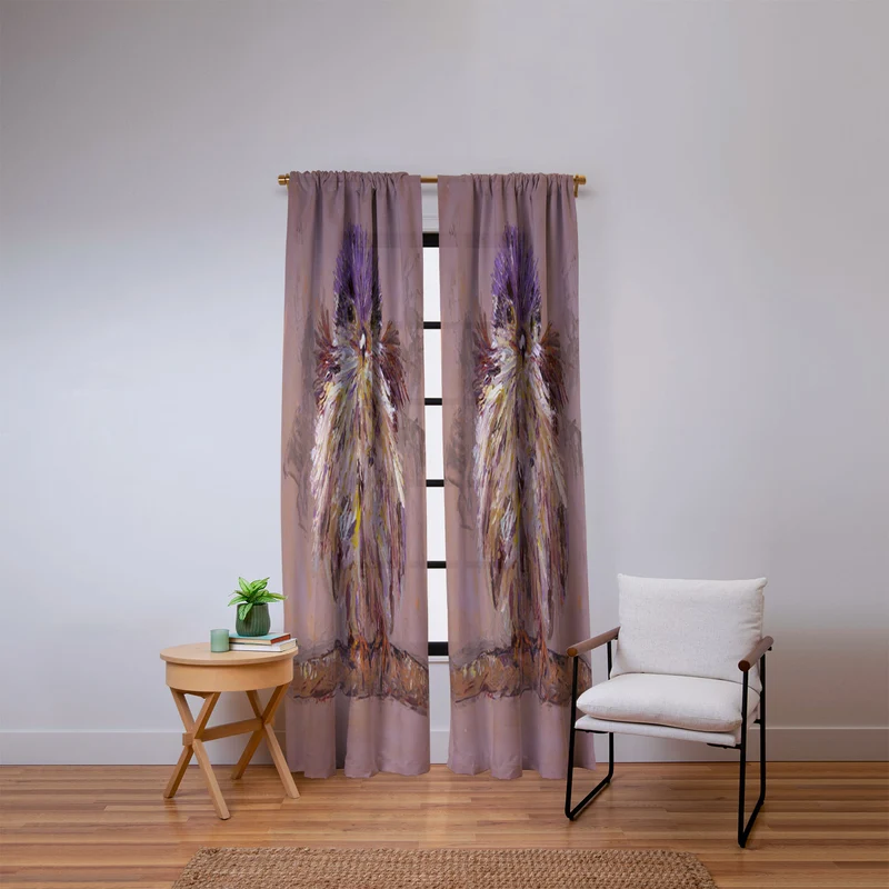 Colorful Feathered Bird Window Curtain