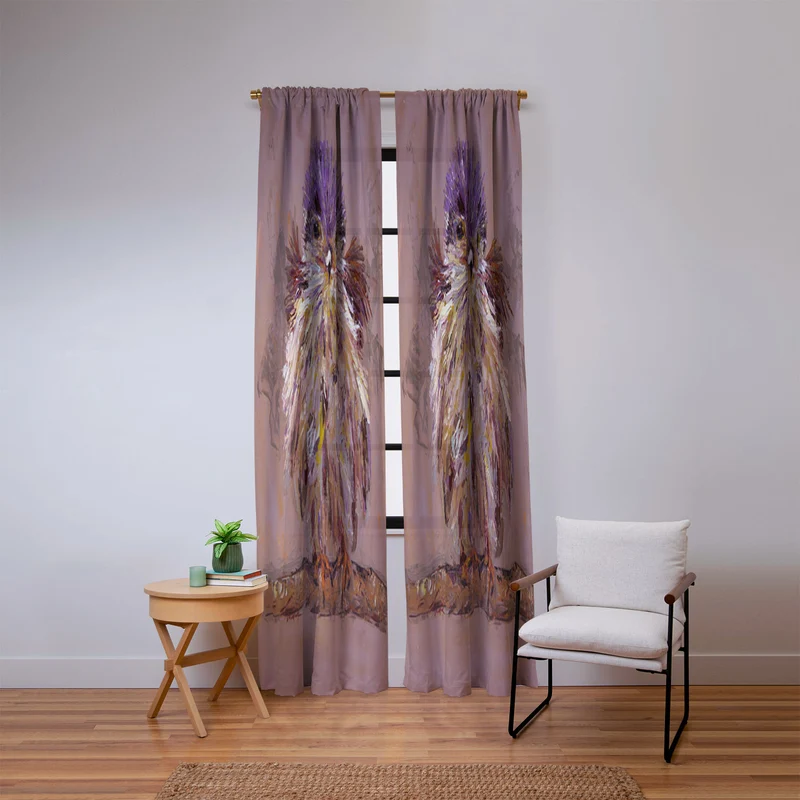 Colorful Feathered Bird Window Curtain