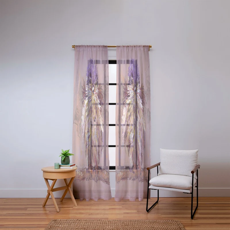 Colorful Feathered Bird Window Curtain