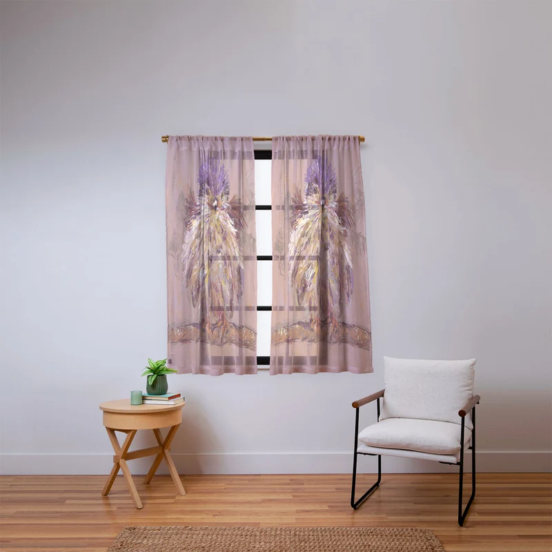 Colorful Feathered Bird Window Curtain
