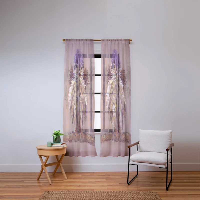 Colorful Feathered Bird Window Curtain