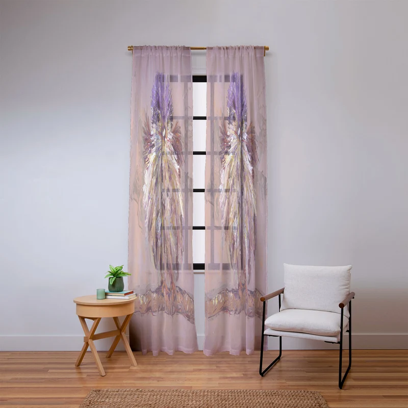 Colorful Feathered Bird Window Curtain