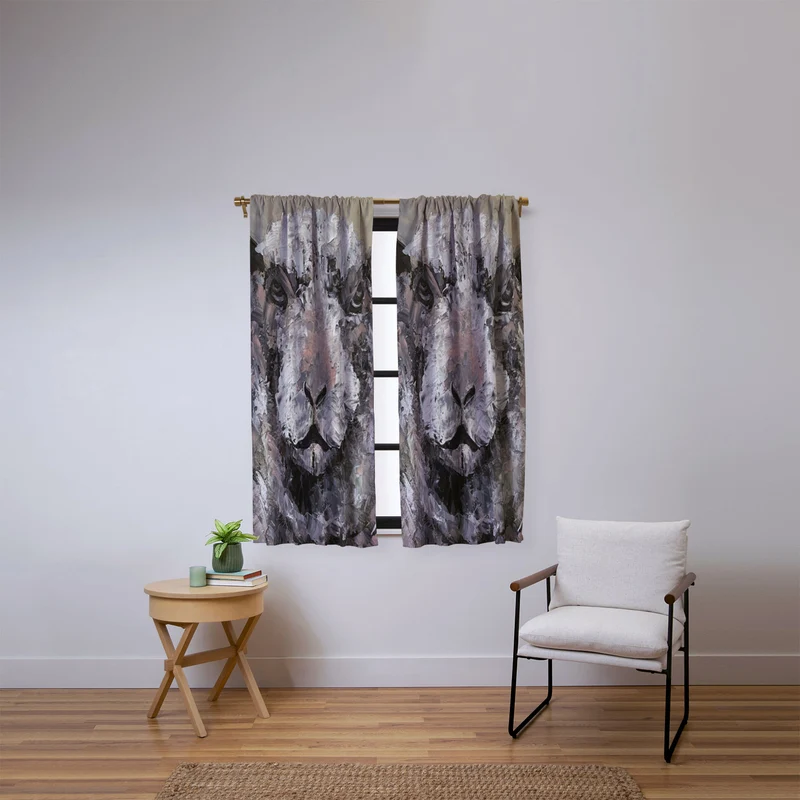 Textured Sheep Portrait Window Curtain