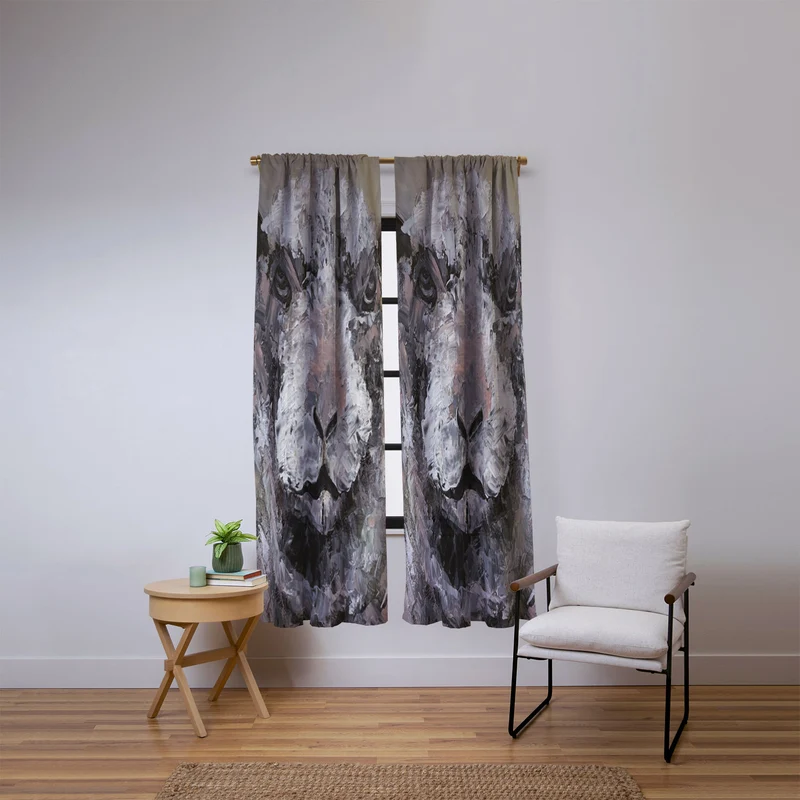 Textured Sheep Portrait Window Curtain