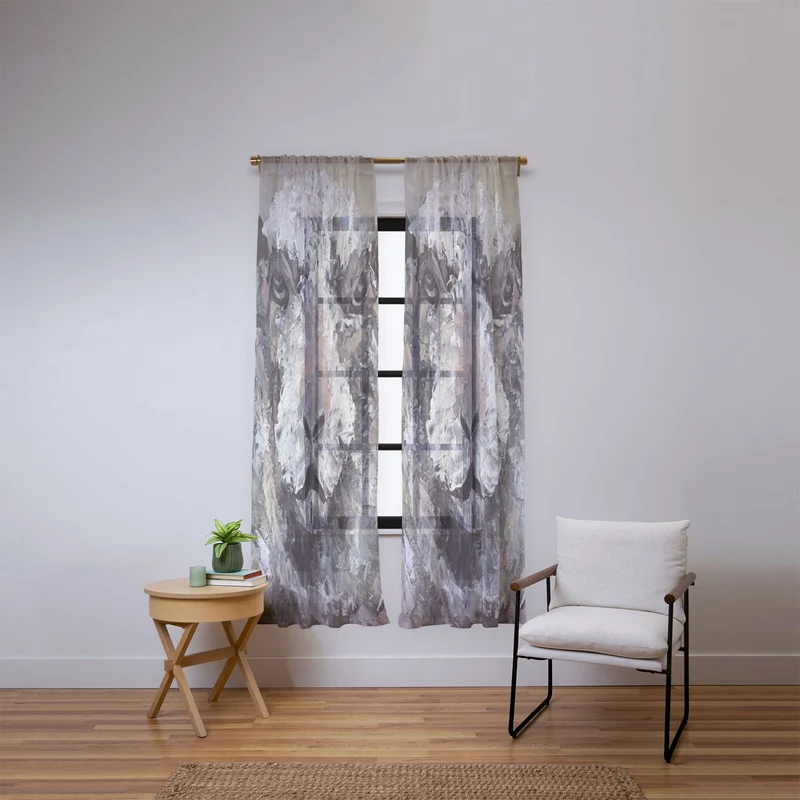 Textured Sheep Portrait Window Curtain