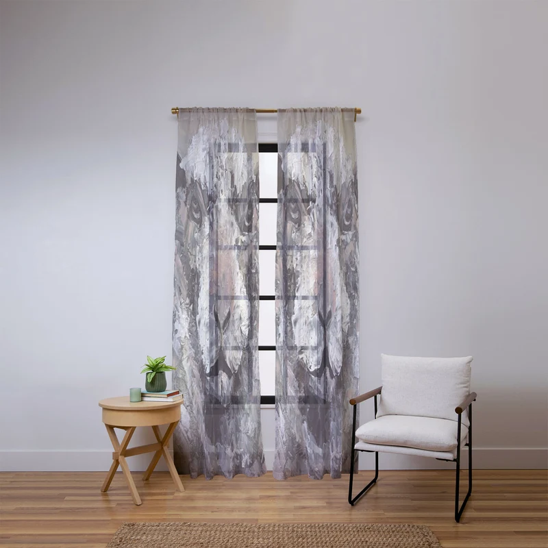 Textured Sheep Portrait Window Curtain