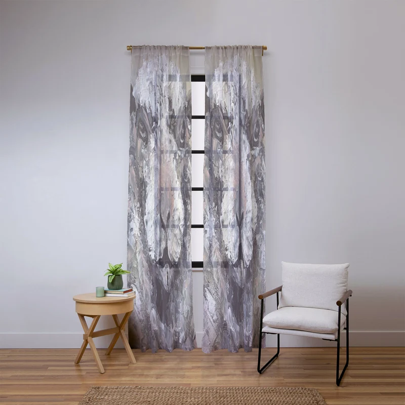 Textured Sheep Portrait Window Curtain