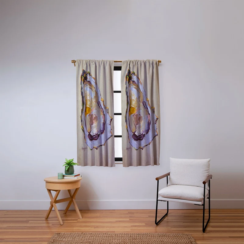 Abstract Oyster Painting Window Curtain