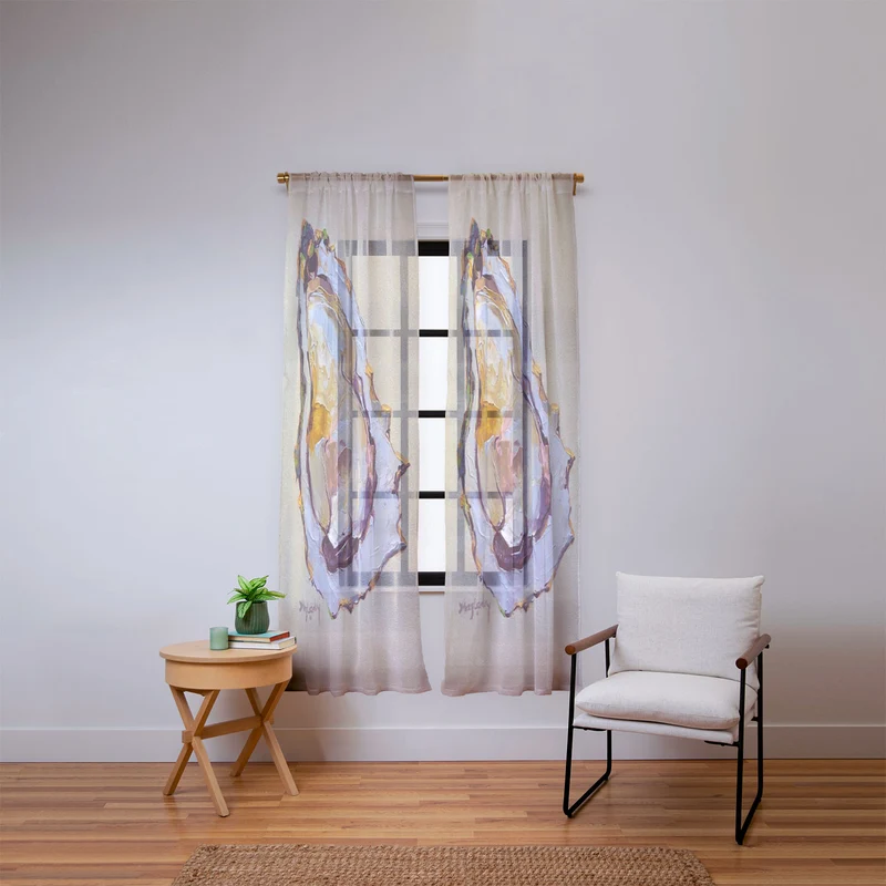 Abstract Oyster Painting Window Curtain
