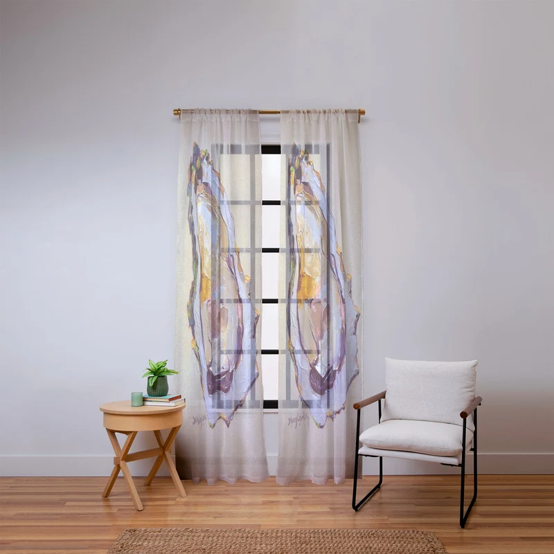 Abstract Oyster Painting Window Curtain