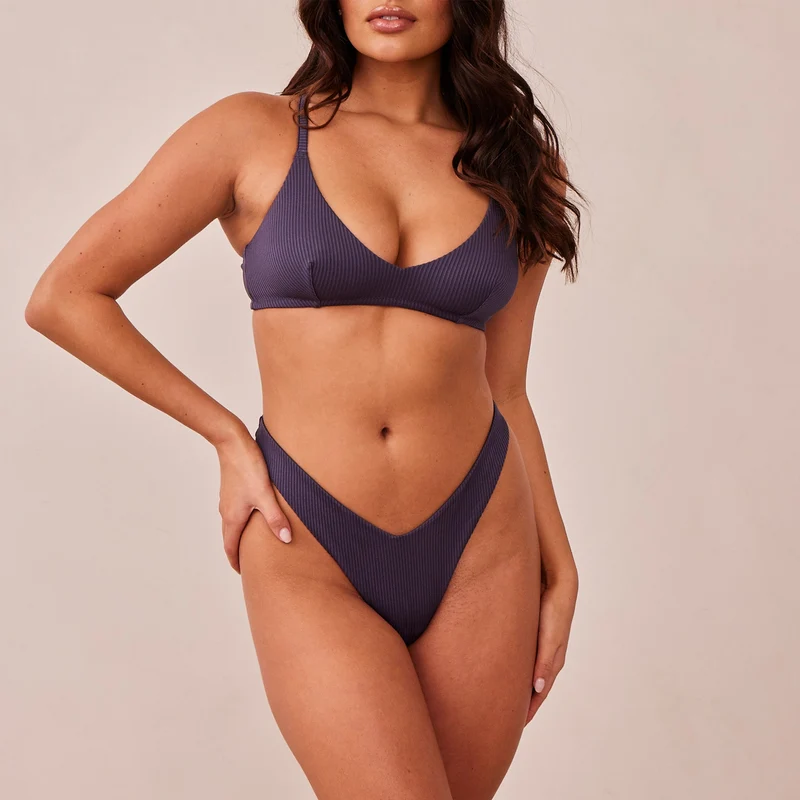 Ribbed Triangle BH - Blauw Houtskool